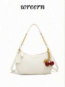 Selected Valentine's Day Gifts. The 2026 New Women's White Checkered Fashionable Single Shoulder Crossbody Bag, Paired With A Red Cherry Pendant, Is A Casual And Simple Underarm Crossbody Bag. It Has A Wide Range Of Applications, Suitable For Leisure Shopping, Daily Commuting, Gatherings, And Parties. - 白色 - 查看 8