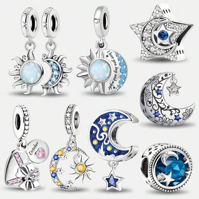 1pc Fashion Sun Moon Star Double-Headed Pendant Women Bracelet Bangle DIY Jewelry Making Daily Accessory Decoration