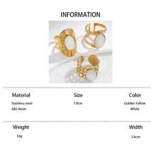 Set de 3 anillos abiertos de acero inoxidable con estilo vintage dorado, adecuados para uso diario de mujeres o como regalo - Amarillo Oro - Ver 6