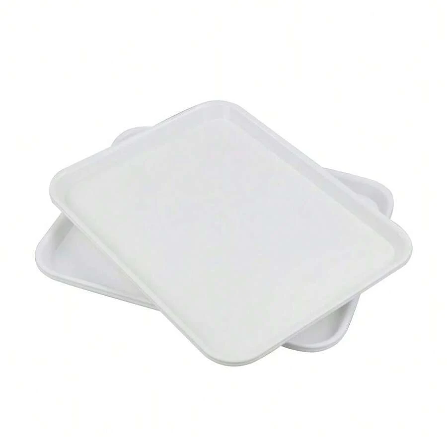Bandejas de plástico para comida rápida, bandejas de cafetería, juego de 4 bandejas de servir (blanco) - Blanco - Ver 1