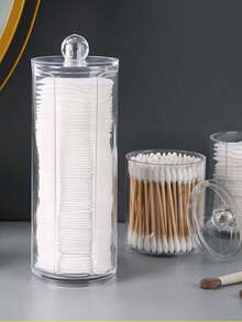 Acrylic Round Cotton Swab Box, Plastic Square Cotton Swab Holder With Lid, Transparent Toothpick Box, Makeup Pad Storage Container - Multicolor - View 9