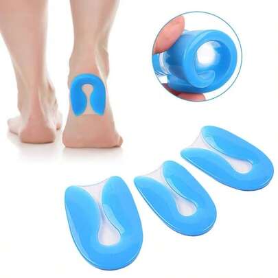 1 Pair Super Soft Heel Pads - Shock Absorbing Comfortable Insoles With Blue Gel, Unisex, Enhances Daily Wear Experience