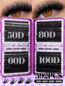 640/592/576 piezas Conjunto de pestañas individuales con rizado D, incluye pegamento para pestañas, pinzas, cepillo para pestañas, adecuado para principiantes, kit de extensión de pestañas postizas naturales y esponjosas, conjunto de pestañas de alto volumen con pegamento para pestañas, libro de maquillaje clásico DIY para el hogar, grupos de pestañas postizas de alta capacidad con herramientas - Morado - Ver 15