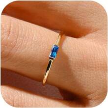 ¡RecomendadoRLMOON - Anillos de piedra natal de oro para mujer, anillo apilable, delicado chapado en oro de 14 quilates, chapado en oro de 14 quilates, anillo de piedras preciosas verde esmeralda, regalo¡Top de Temporada - Oro-07-jul. (Rubí creado) - Ver 14