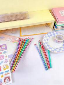 10pcs Flexible Pencils, Flexible Pencils With Erasers, Practical Bendable Magic Pencils, Creative Writing Pencils For Professional Art Use, Flexible And Foldable Soft Pencils, Suitable As Birthday Party Gifts And Fun Prizes/Office Supplies - Multicolor - View 4