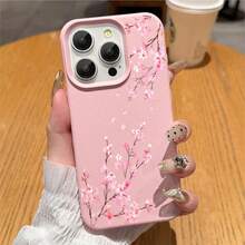 1pcs Cherry Blossom Phone Case Suitable For Apple Phone 11 12 13 14 15 16 17 PRO MAX X XSMAX Antidrop Phone Case Camera Protection Phone Case Vintage Light Luxury Style Elegant Stunning Can Be Given To A Lover Can Be Given To Friends - 粉色 - 查看 1