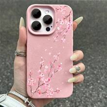 1pcs Cherry Blossom Phone Case Suitable For Apple Phone 11 12 13 14 15 16 17 PRO MAX X XSMAX Antidrop Phone Case Camera Protection Phone Case Vintage Light Luxury Style Elegant Stunning Can Be Given To A Lover Can Be Given To Friends - 粉色 - 查看 6