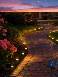 20/10pcs LED Solar String Lights, Mushroom Shape, Solar Powered, 8 Lighting Modes, Plug And Play, Ground Stake, Suitable For Garden, Lawn, Driveway, All-Season Solar Powered Outdoor Lights - Black - View 6