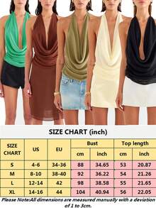 2026 Halter Tops For Women Going Out Tops Summer Cowl Neck Draped Front Backless Top Basic Vacation Clothes Crop Vest Tops - Black - View 2