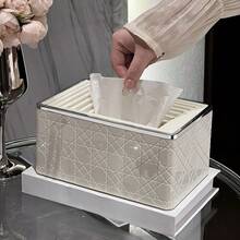 1 pieza Cubierta de caja de pañuelos con diseño de cuadrado bailarín, accesorio de baño moderno con diseño único, adecuado para baño, tocador, dormitorio y sala de estar, soporte duradero para rollos de pañuelos, decoración del hogar - Multicolor - Ver 6