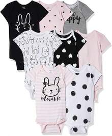 ¡RecomendadoGerber Paquete de 8 mamelucos para bebés y niñas¡Top de Temporada - Rosa - Ver 11