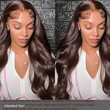 10-36 Inch Body Wave Lace Front Wigs Human Blended Hair Pre Plucked Glueless Wigs 13x4 HD Body Wave Lace Front Wigs Human Blended Hair For Women 180% Density Lace Closure Wigs Brown - Brown - View 4