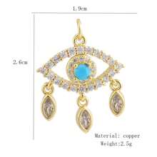 1pc Copper Micro-Inlaid Zirconia Personalized Hip-Hop Luxury Four-Leaf Clover Devil's Eye Pendant, Versatile DIY Bracelet Necklace Earring Accessory Handmade Charm - Multicolor - View 24