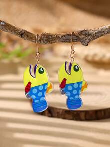 A Pair Of Beach Vacation-Style Tropical Marine Fish-Shaped Earrings, Suitable For Ladies To Wear During Their Seaside Vacations And At Music Festivals. - Multicolor - View 19