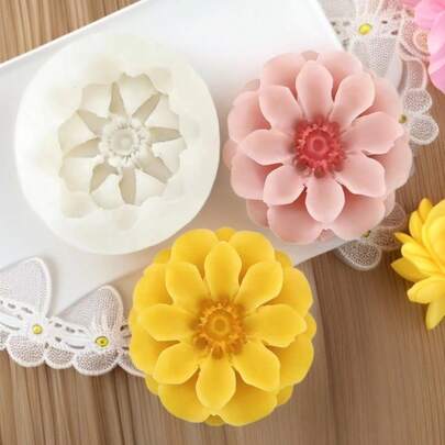 小型菊花蜡烛硅胶模具，适用于家居装饰香氛蜡烛配件、DIY石膏工艺品、树脂艺术品