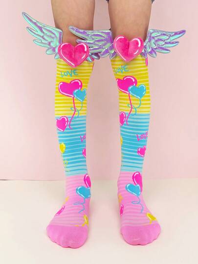 Kids Over-The-Knee Socks 1 Pair Heart Balloon 3D Heart Wing Funny Socks Crazy Socks Style All Season Gift For Party Valentine Easter Daily Wear