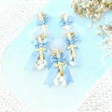 Personalized Acrylic Mirrored Cross Pendant For Baptisms And Weddings Customized Wedding Favors And Holiday Souvenirs With Bows And Ribbons - Multicolor - View 4