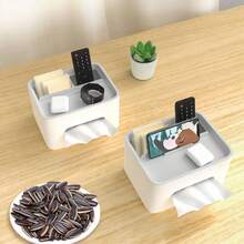 1pc Multifunctional Desktop Storage Box, Tissue Box, Drawer-Style Tissue Box, Remote Control & Miscellaneous Organizer Rack - A - View 10