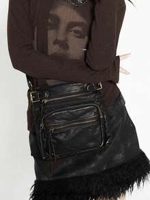 Designer Crossbody Bag For Women Luxury Soft Washed Leather Bag Multi Pocket Shoulder Purses With Long Adjustable Strap - Multicolor - View 11