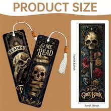 24pcs Of Creative And Quirky Bookmarks Stickers Featuring Dark Aesthetics, Perfect For These Bookmarks Skulls Include Designs Of Skeletons, Dark Fantasy, And Mysterious Patterns - Multicolor - View 8