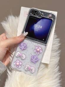 1件手工树脂紫色水晶花朵手链，手机壳兼容三星Galaxy Z Fold 7、Z Fold 6、Z Fold 5、Z Fold 4、Z、Z FE、Z Flip6、Z Flip5智能手机，返校季必备 - 彩色 - 查看 36