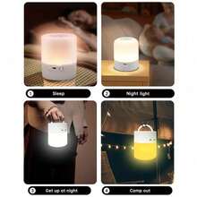 LiHangStar LED Night Light, USB Rechargeable Bedside Lamp, Touch Sensor, Dimmable Table Lamp, Color Temperature Adjustable, Suitable For Bedroom, Living Room, Corridor, Kitchen, Wardrobe, Warm Light/White Light - White - View 5