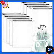 10-Pack Shoe Bags For Travel - 15.7" X 11.8" Large Clear Drawstring Shoe Bags For Packing, Storage - Waterproof,Durable & Reusable Sneaker Shoe Storage Bag - Travel Essentials For Women Men - Default - View 5