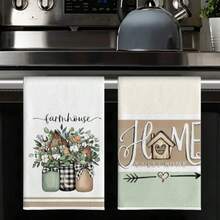 6pcs Green Plant & Floral Kitchen Towels, Dish Cloths, Cleaning Rags, Super Soft & Highly Absorbent, Kitchen Decor, Kitchen Accessories, Decorations, Household Necessities, Kitchen Essentials, Home Essentials, Travel Essentials - Multicolor - View 3