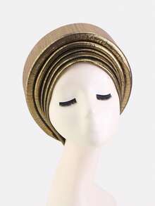 1件装女士金属印花多层海绵头巾，头套，适合日常佩戴，可作睡帽 - 多色 - 查看 4