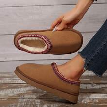Shoes For Women Fluffy Faux Fur Lined Short Casual Platform Boots Solid Winter Outdoor - Z1230 Brown - View 5