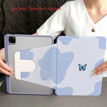 10.9"/10.2"/ Air 5th/Pro 11"/10.9" 2022/11" M3 2025/11" A16 2025 Tablet Case With Ombre Blue Wave & Butterfly Pattern, Rotating Stand, Shockproof, Minimalist Fresh Protective Cover With Pencil Slot - Multicolor - View 9