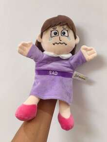 11.81英寸家庭情感手偶，柔软毛绒面部表情手偶，故事玩具，男女童手指偶，聚酯纤维材质，复活节礼物/生日礼物 - 彩色 - 查看 10