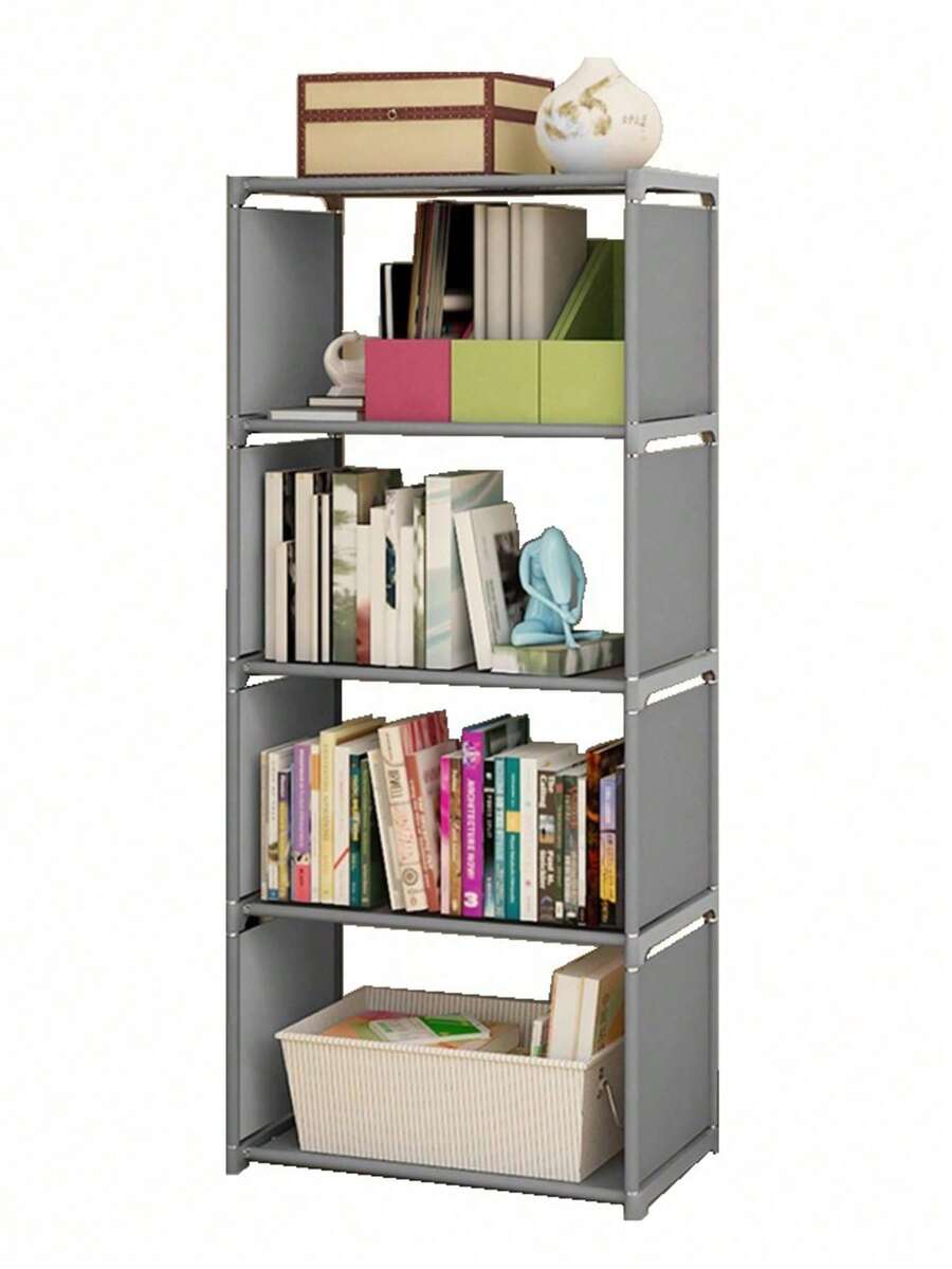 5-Tier Organizer Unit, Simple Assembly, Portable / Bookcases And Storage Furniture, 4-Cube Shelving Unit - Light Grey - View 1