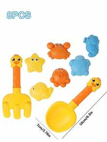 8件/13件/14件可爱小鸭沙滩玩具套装，适合沙滩、泳池派对、儿童洗澡玩耍 - 彩色 - 查看 15