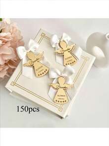 Customized Acrylic Mirror Baptism Angel Label, Personalized Gift Label, Baby Shower Name Tag, Baptism Name Tag, Return Gift Name Tag - Multicolor - View 12