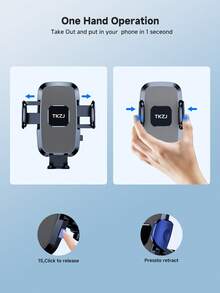 TKZJ Car Phone Holder, Dashboard Suction Cup Mount, 360° Rotation Auto Lock Phone Stand, Stable Anti-Shake Car Phone Mount For All Smartphones - Black - View 8