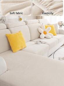 1pc Chenille Sofa Slipcover, Non-Slip Elastic Cover, Machine Washable, Suitable For Living Room & Bedroom Decor - Jian Yi - White - View 2