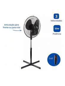 Silent 40cm Pedestal Pedestal Fan With 3 Speeds, 127V And 220V, Adjustable Height, Futuro Brasil - 黑色 127v - 查看 7