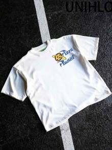 Disney UNIHLO Cartoon  Pattern Print  Summer Casual Versatile Pure Cotton T-Shirt Suitable For Any Place - White - View 5