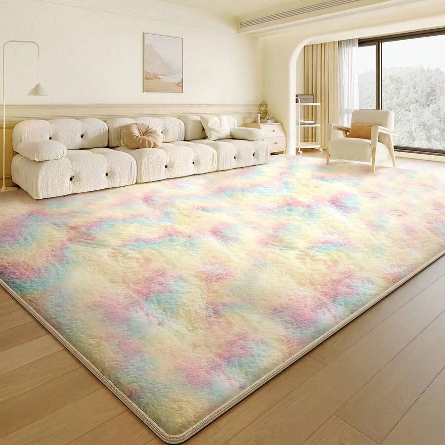 Alfombra de lujo para sala de estar, sofá y mesa de café, alfombra de piso de área grande para dormitorio y mesita de noche. - Rosa - Ver 1