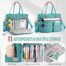 Large Teacher Tote Bag Laptop Bag For Women Work Bag Laptop Tote Nurse Bag Professional Computer Messenger Bag With Insulated Pocket, Laptop Briefcase For Office, College, Nursing - 綠色 - 查看 4