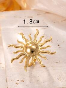 1枚18K镀金不锈钢夸张太阳形状开口戒指，适合女性海滩度假、日常佩戴或作为礼物 - 金黃色 - 查看 6