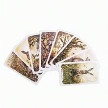 橡树、白蜡树和荆棘塔罗牌，原尺寸12x7英寸，三树塔罗牌套装，附指南书，金边天然植物塔罗牌，适合初学者，草本礼品版 - 彩色 - 查看 3