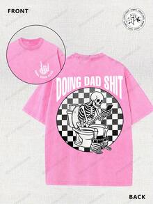 2026 Dad Stuff, Father's Day, Holiday Gift, 230g Vintage Washed Double-Sided Printed Batik T-Shirt, Comfortable For Summer Outdoor Wear, One Piece, Simple, Casual, Loose Fit. High-Quality Wax Printed Cotton Retro Fashion Brand T-Shirt, Men's T-Shirt, Beach Must-Have, Men's Summer T-Shirt, Holiday Gift, Perfect Gift, Valentine's Day Gift - 寶藍色 - 查看 8