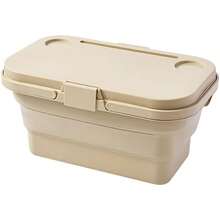 Aimall Outdoor Picnic Basket Camping Portable Handheld Storage Basket With Lid Foldable - Khaki - View 13