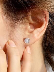 1 Pair S925 Sterling Silver Minimalist Yarn Ball Stud Earrings, Feminine Woolen Ball Earrings, Fresh & Elegant Simple Fashion Earrings Gift - Ball Of Yarn - View 6