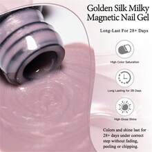 MEET ACROSS 6pcs Golden Silk Milky Cat Eye Gel Nail Polish Set With Magnet Stick, 7ml Nude Pink Gold Light Jelly Glass Beads Effect Cat Magnetic Gel Polish , Semi Permanent Soak Off UV Gel Varnish For Summer Nails, Manicure Nail Art DIY For Home And Salon Nail Supplies - 彩色 - 查看 9