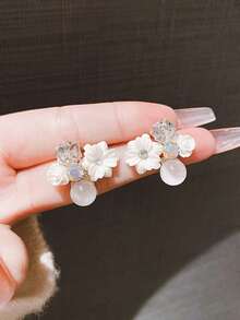 1 Pair Fashionable Retro Maple Leaf & Purple Stud Earrings, Elegant & Gentle Women's Earrings/Summer Jewelry/Holiday/Gift - Multicolor - View 10