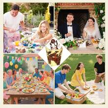 50个5盎司金色闪光迷你甜点杯，带勺子，塑料芭菲杯，方形甜点杯，适合派对、布丁、奶酪和芝士蛋糕慕斯 - 金色 - 查看 7