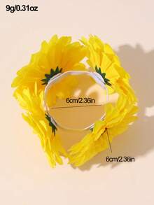1件装女士时尚波西米亚风黄色雏菊向日葵发圈，适合日常、春夏、海滩度假搭配 - 黃色 - 查看 6